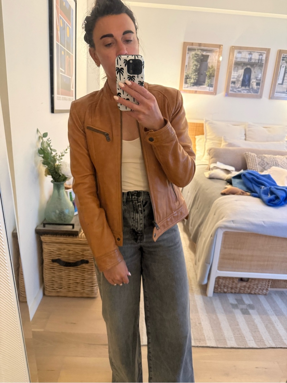 Marc New York by Andrew Marc | Tan Leather Moto Jacket, Size Medium